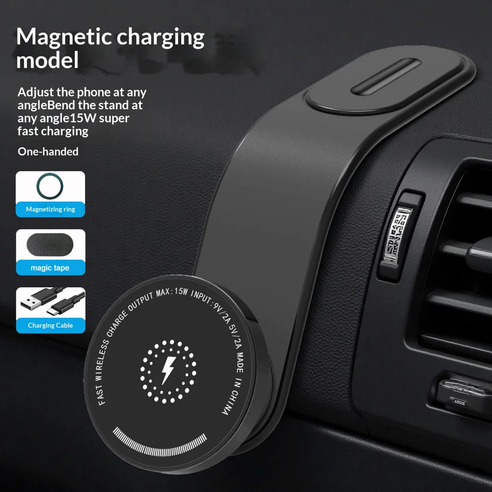 CG3 15W Wireless Charging Magnetic Phone Holder Aluminum Alloy Bendable Arm Car Cellphone Mount - 3