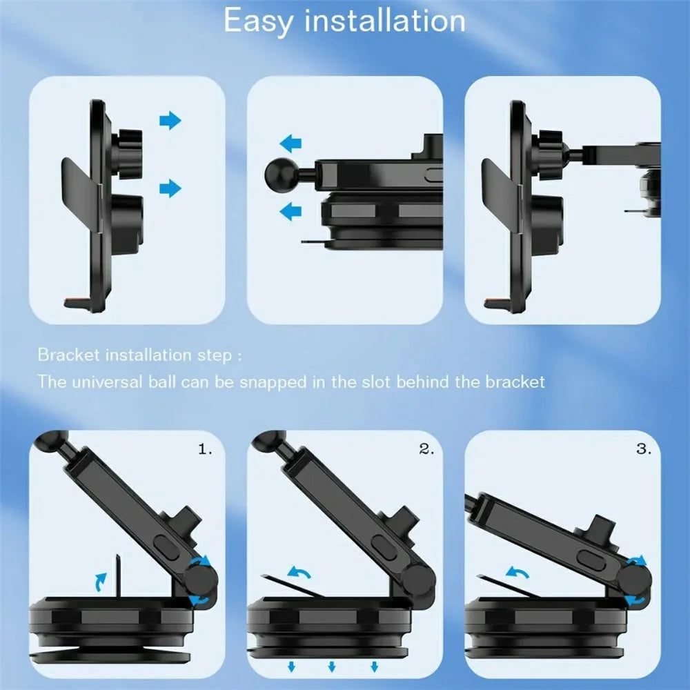 LDNIO MA30 15W Qi Wireless Charging Stand Car Mount Infrared Sensor Auto Clamp 360 Degree Rotation Air Vent Phone Holder - Black - 3