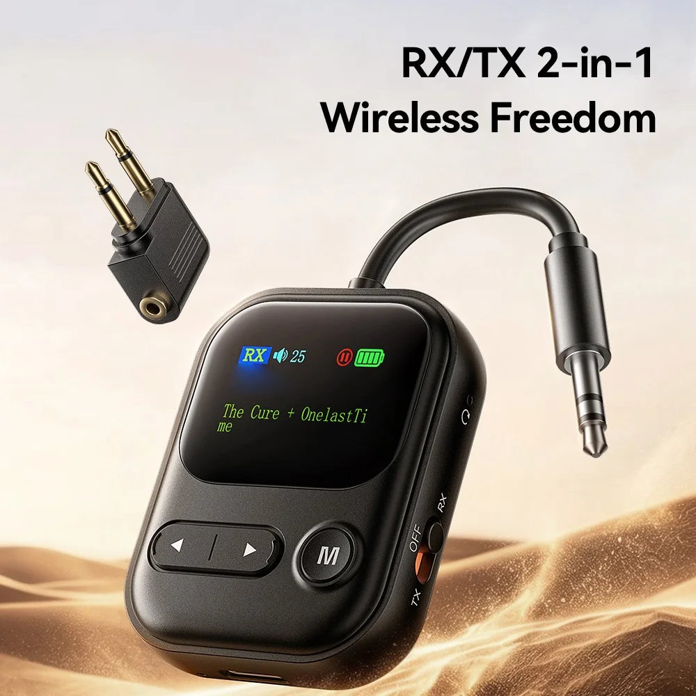 ESSAGER ES-BT30 2 in 1 Bluetooth-compatible Audio Adapter RX / TX LCD Display Converter for Car Speaker - Black - 2