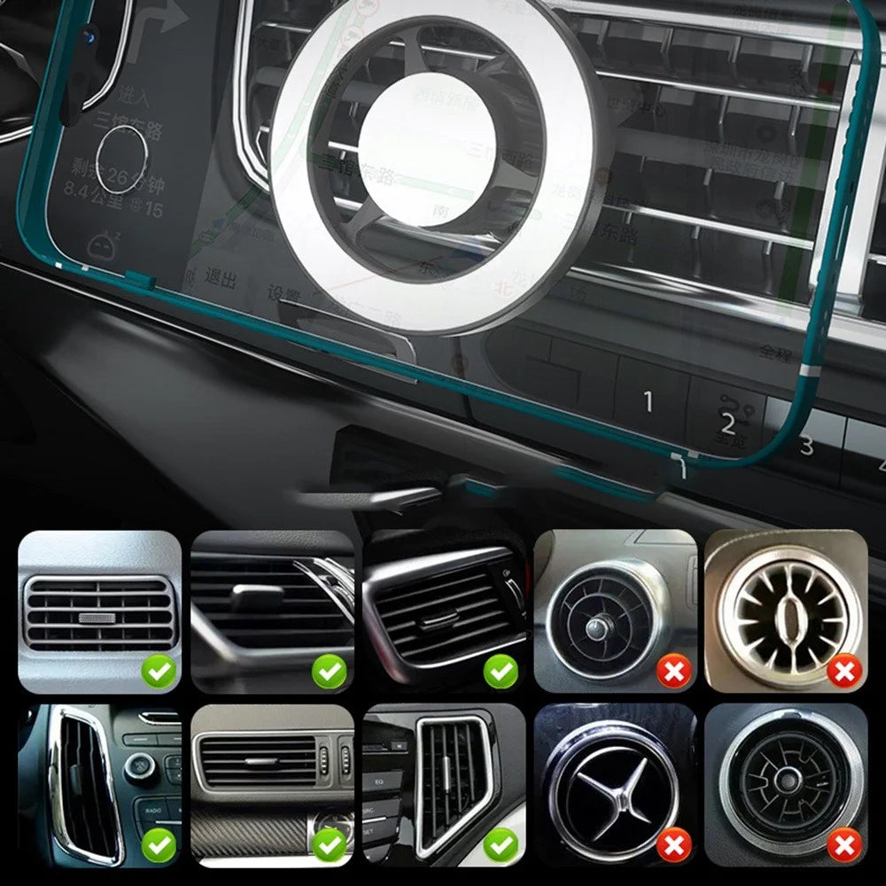 KLZ-KB100 Car Magnetic Phone Mount for iPhone 12-14 Series Air Vent Phone Holder Support 360-Degree Rotating - Black - 6