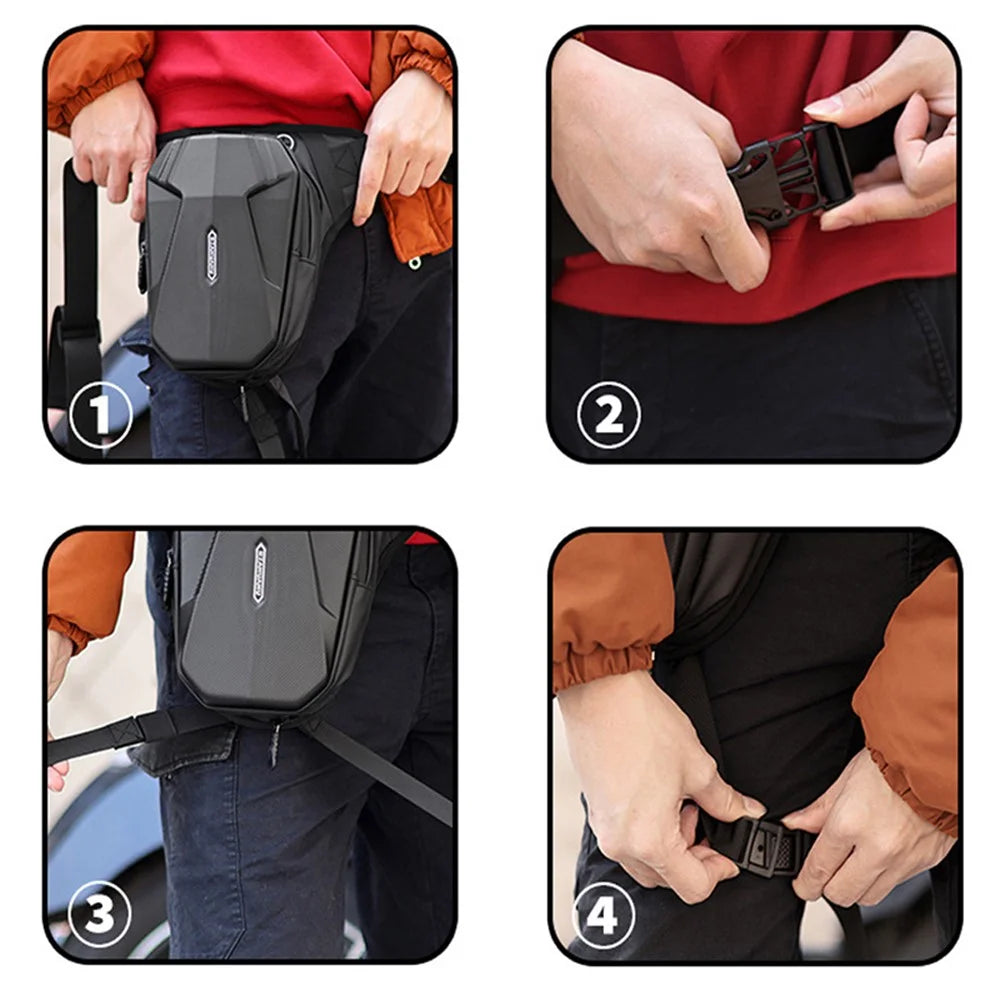 RZAHUAHU Hard Shell 600D Waterproof Fabric Motorcycle Riding Waist Bag Phone Tools Storage Crossbody Bag - 7