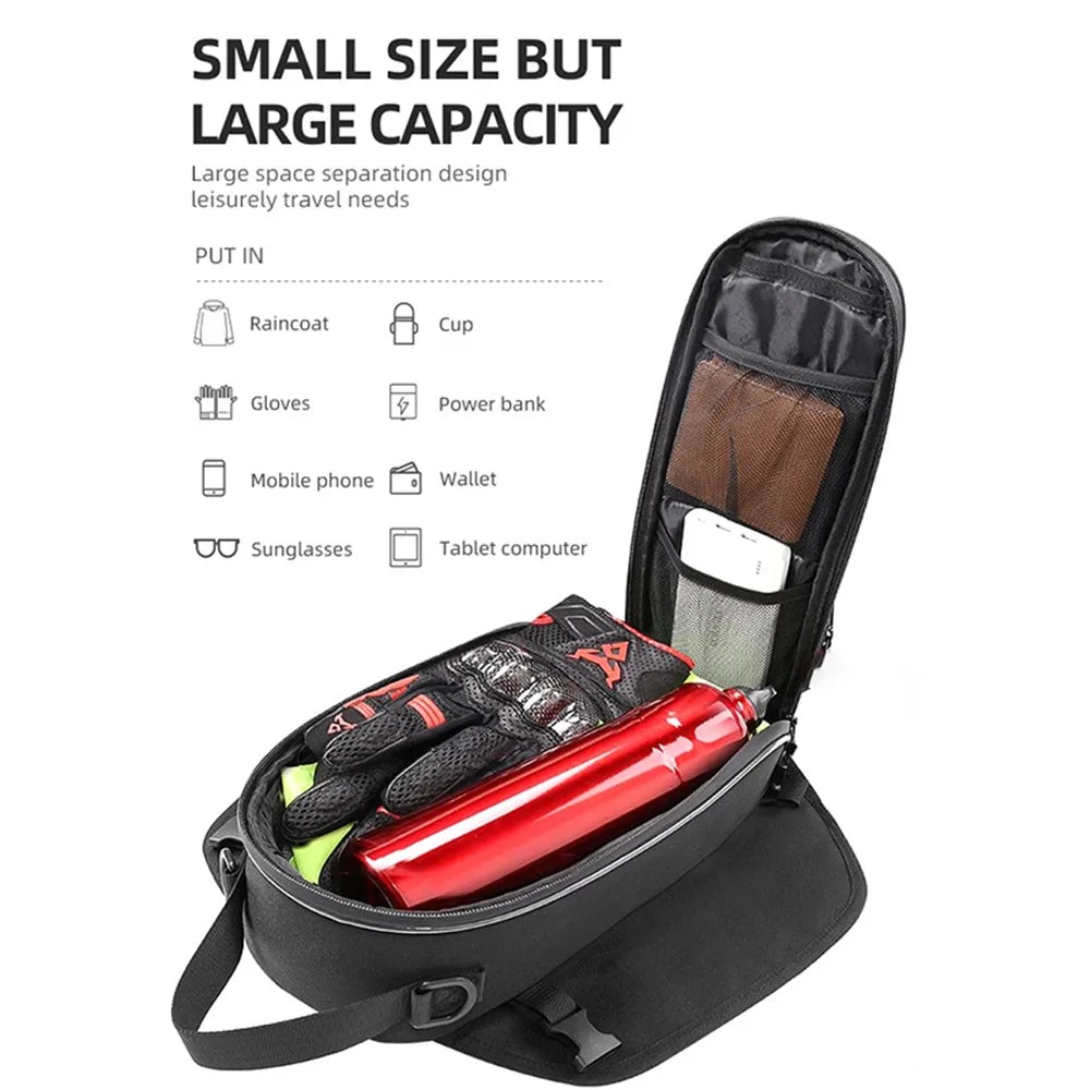 MOTOCENTRIC 11-MC-0109 1200D Oxford Cloth Magnetic Motorcycle Fuel Tank Bag with Touch Screen Phone Pocket - Green Logo - 3