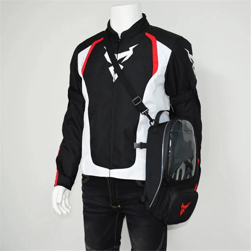 MOTOCENTRIC 11-MC-0109 1200D Oxford Cloth Magnetic Motorcycle Fuel Tank Bag with Touch Screen Phone Pocket - Green Logo - 7