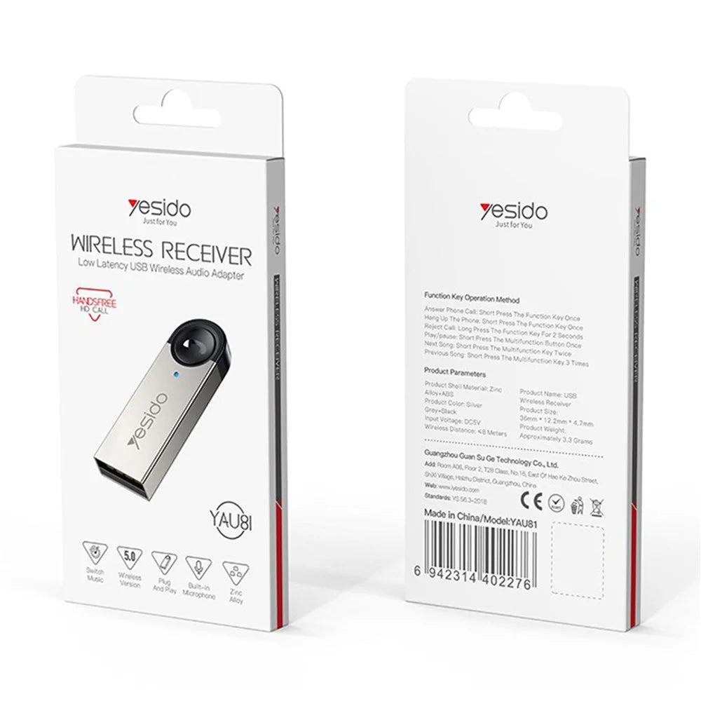 YESIDO YAU81 USB Bluetooth-compatible Adapter Wireless Audio Receiver Car Bluetooth-compatible Music Receiver - 7
