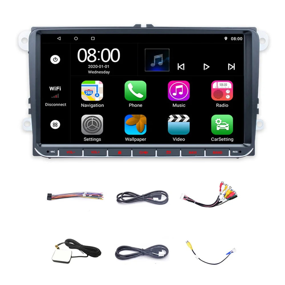 RH-753C For Golf MK5 / Polo / Passat / Jetta 2G+32G 9-inch HD Vehicle Player Car FM Radio Offline Map Multimedia Player - 1