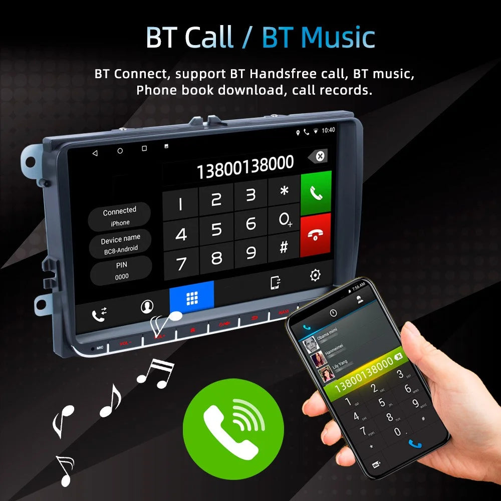 RH-753C For Golf MK5 / Polo / Passat / Jetta 2G+32G 9-inch HD Vehicle Player Car FM Radio Offline Map Multimedia Player - 7