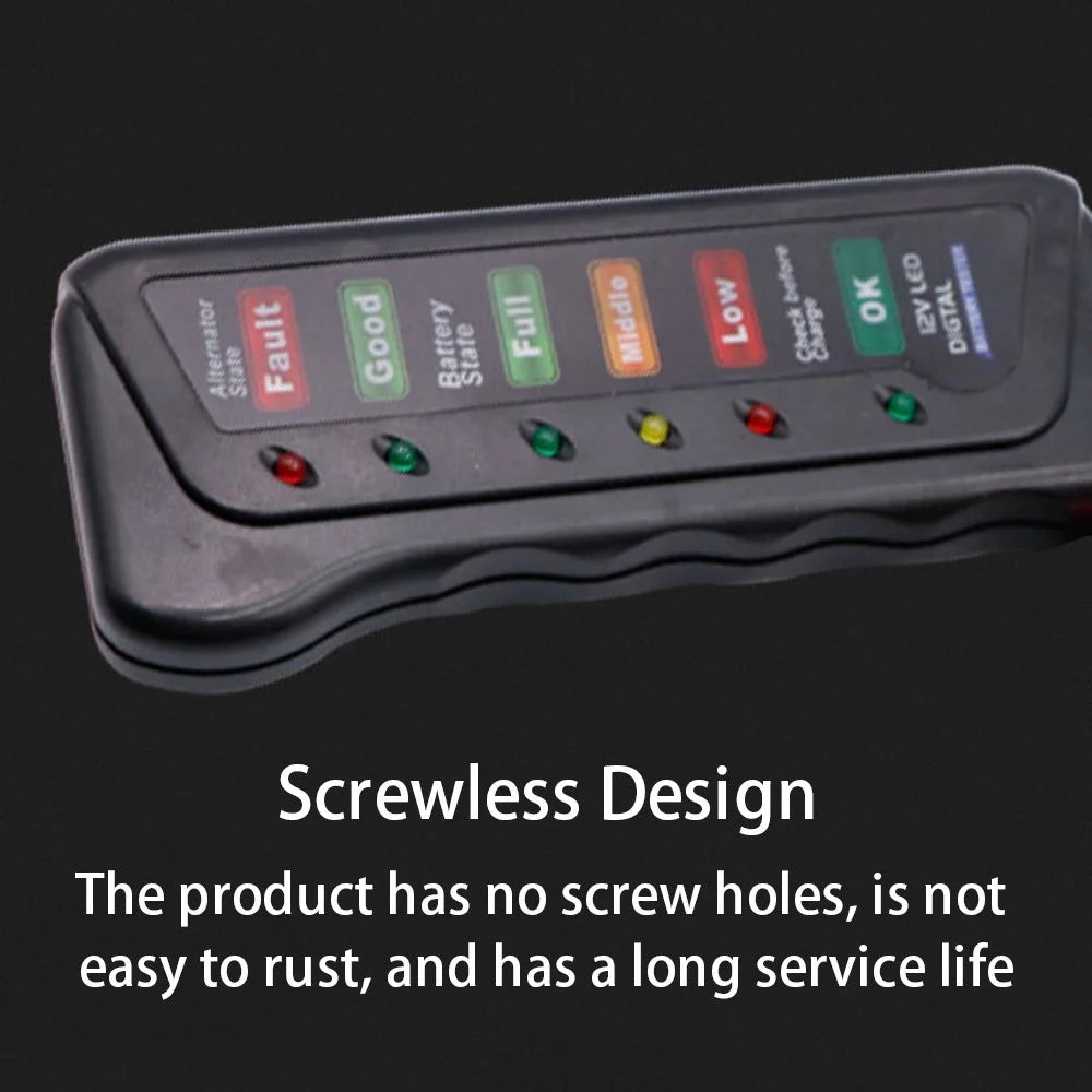 12V E-bike Vehicle Battery Tester with 6 LED Lights Portable Battery Detector for Cars Motorcycles - 5