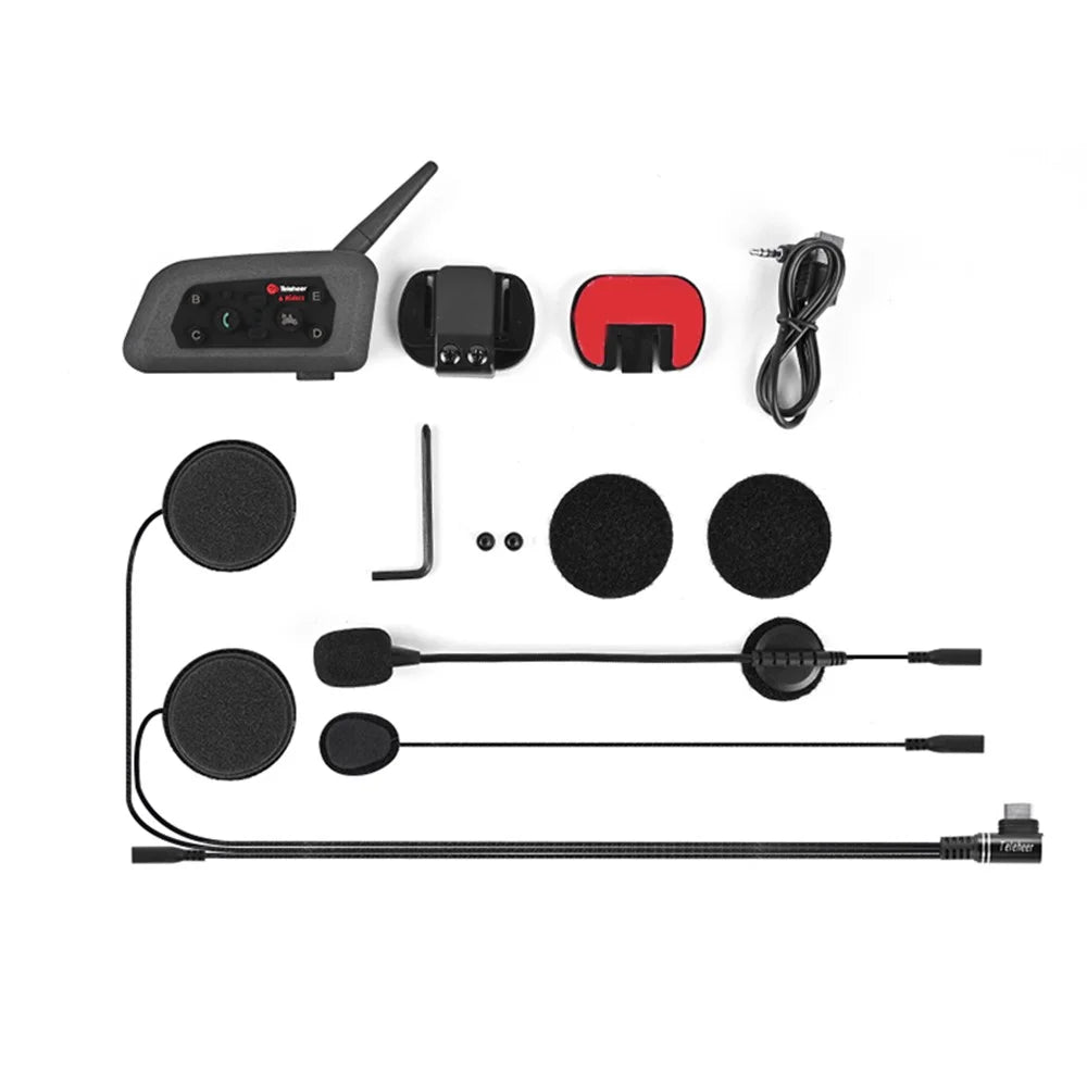 TELEHEER V6 Plus Motorcycle Helmet Bluetooth-compatible Walkie-Talkie with Headset Waterproof BT Wireless Walkie-Talkie Support 1500m Distance - 2