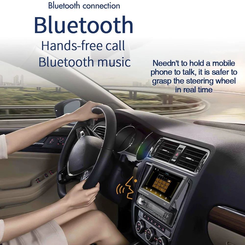 T100C Car Stereo Radio 7'' HD Manually Retractable Screen Car MP5 Player Support Bluetooth-compatible FM Radio Mirror Link - 2