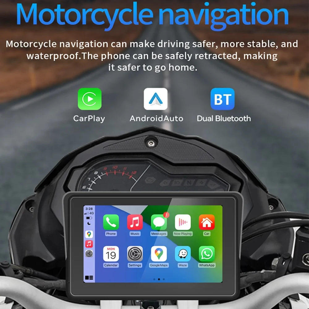 PND-Q5S 5-Inch Display Wireless Car Play Motorcycle GPS Navigator - 2