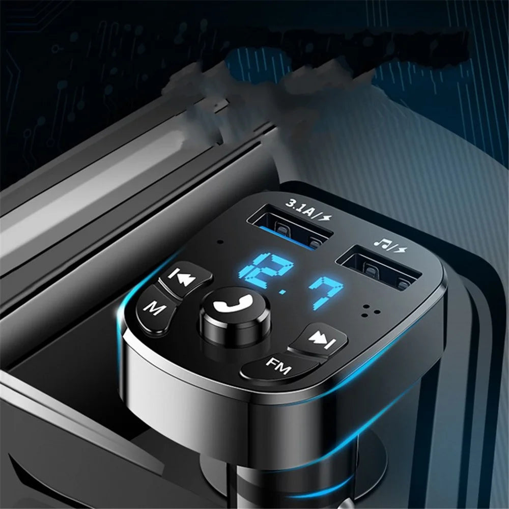 Car Bluetooth-compatible 5.0 FM Transmitter Receiver Bluetooth-compatible Audio Player Car Kit with Dual USB Ports for U Disk/Phone Charger - 2