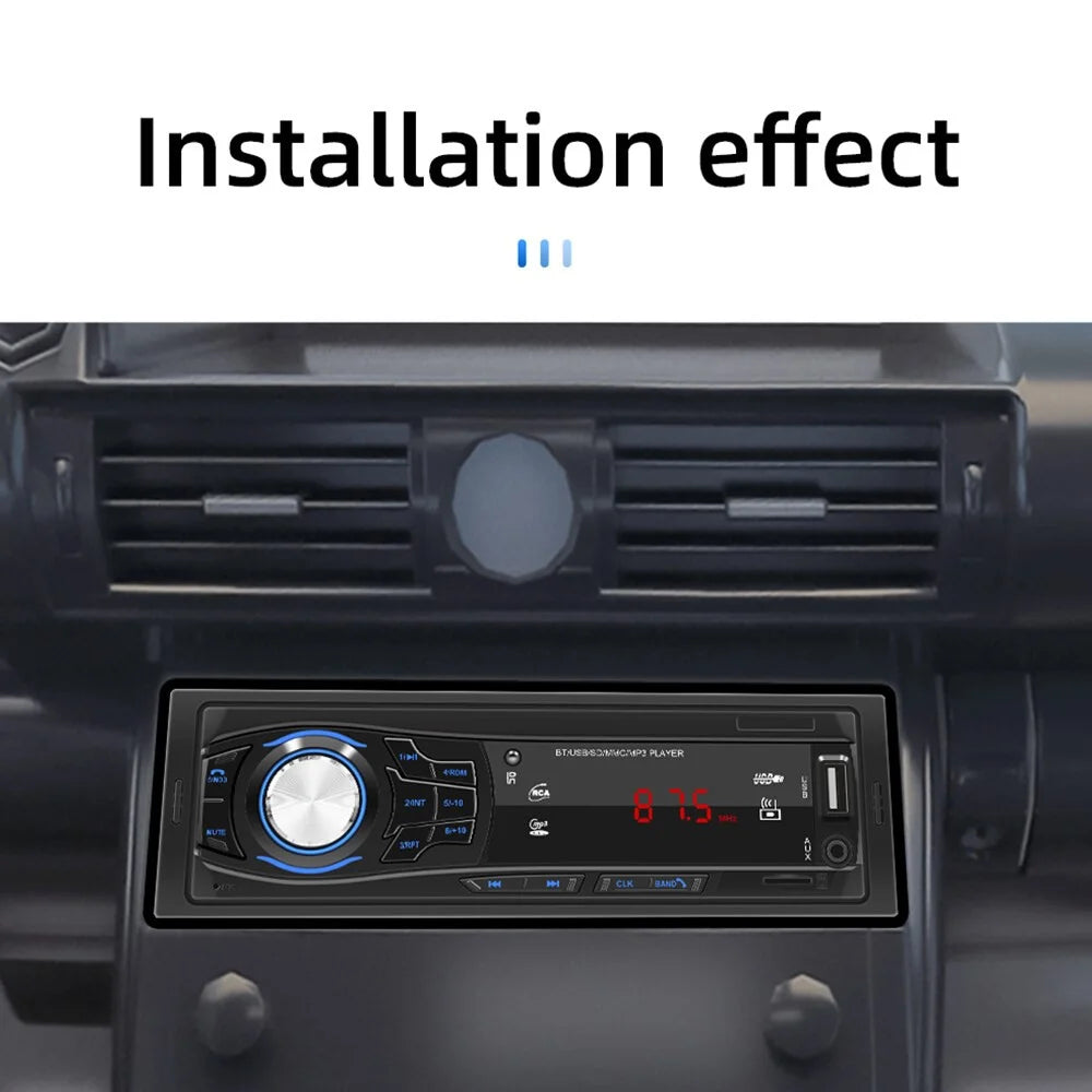 SWM 1428 RCA Audio Subwoofer 1 Din Car Stereo FM Radio Bluetooth MP3 Player with Remote Control - 2