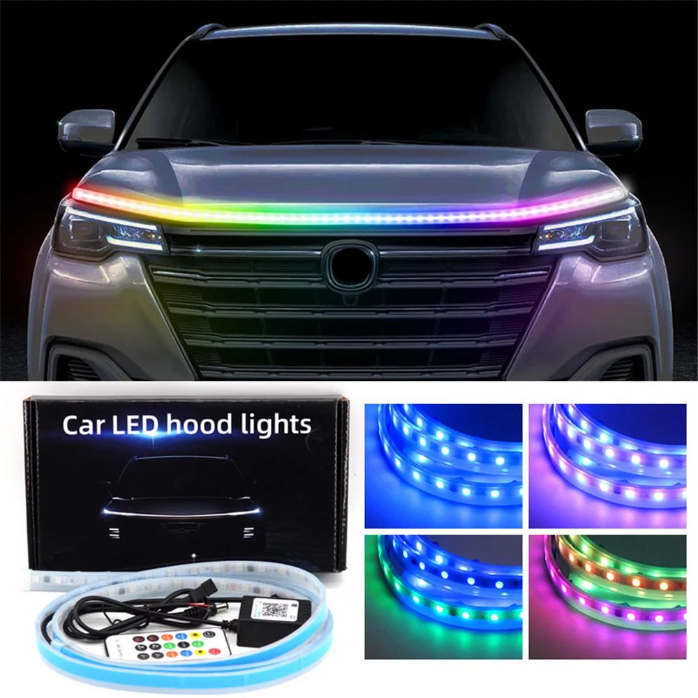 JG02 120cm Car LED Hood Light Strip Phantom Car Exterior Decorative Glow Lights Daytime Running Light Strip - 2