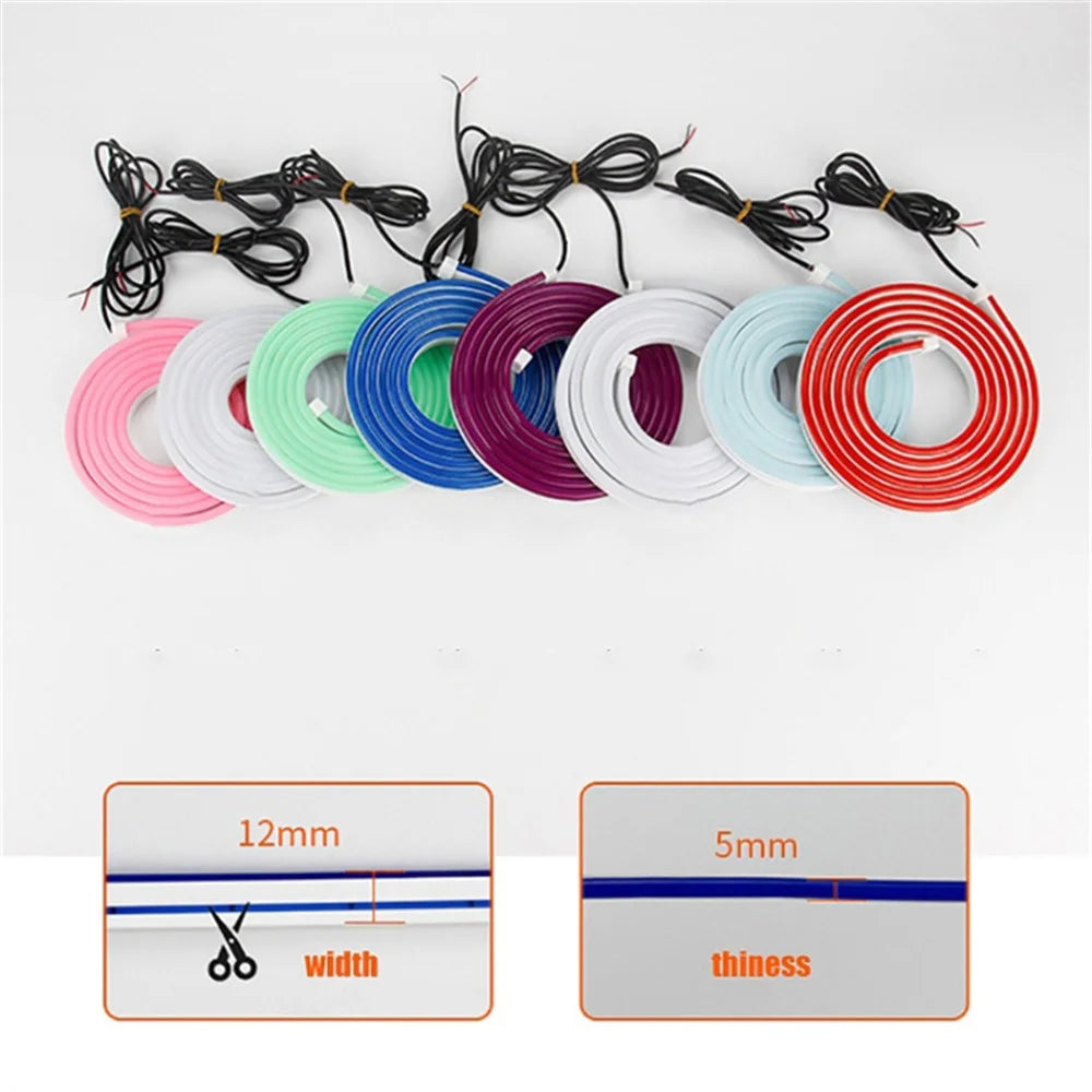 2m Car Hood Decorative DRL Light Strip PVC Silicone Flexible Waterproof Light Strip - Green - 7