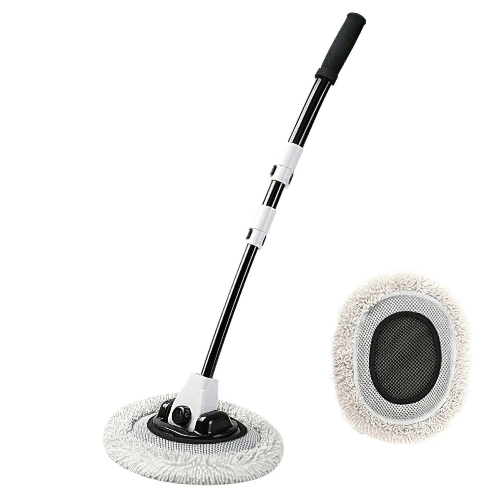 Curved Rod Telescopic Car Wash Chenille Brush Vehicle Washing Cleaning Mop with Replacement Brush Head - 1