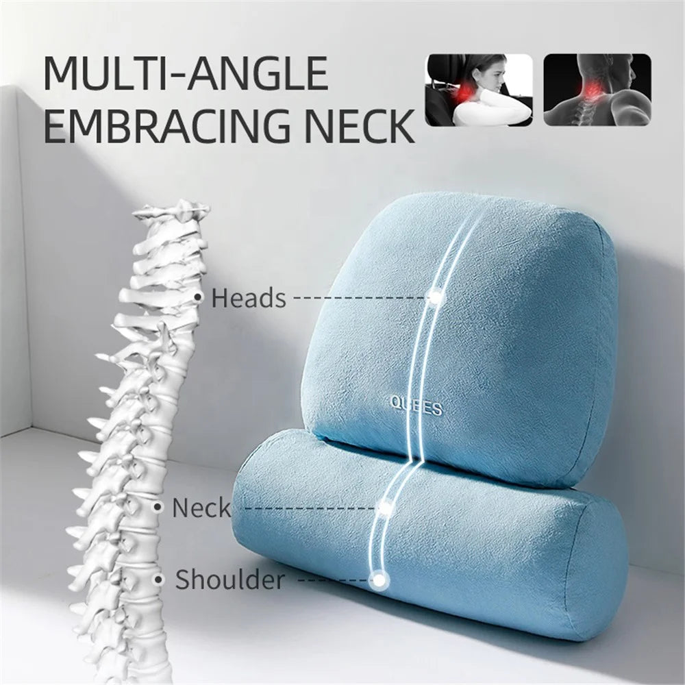 QUEES Car Neck Pillow Headrest Pillow Lumbar Support Waist Cushion Pad Auto Vehicle Supply - Grey - 6