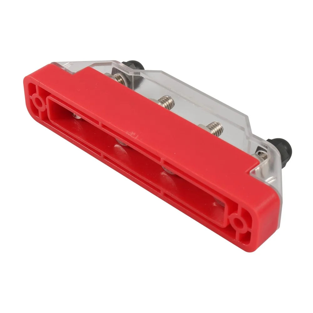 A7473 2Pcs  /  Set 7-Way Power Distribution Block 4 x M6 Terminal Studs, 3 x M4 Terminal Screws Battery Bus Bar for Car Marine Boat (Black+Red) - 5