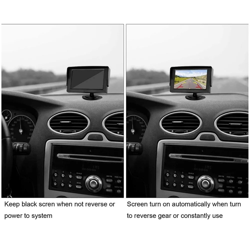 RH-501 5'' LCD Display Screen Car Parking Reverse Waterproof Round Rear Camera with Video Line - 2