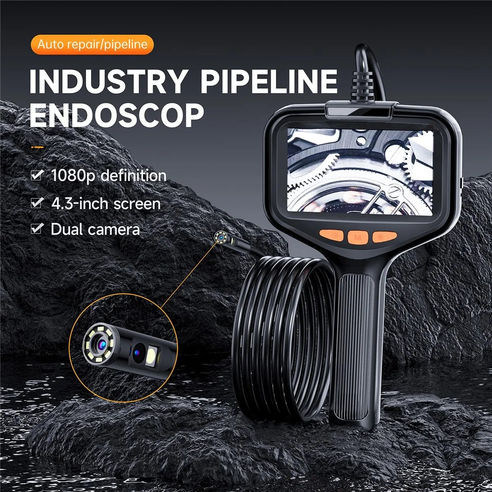 P200 5m Hard Wire 4.3-inch Screen Hand-Held Industrial Endoscope 8mm Dual Lens Borescope Inspection Camera - 2