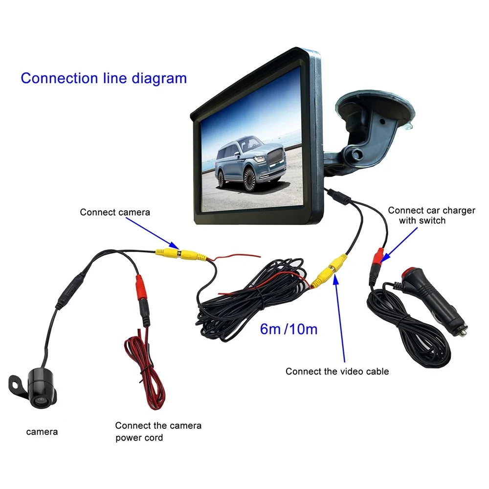 RH-702B Large 7'' LCD Display Monitor 12V 24V Car Parking Reversing Butterfly-shaped Rear Camera Kit - 5