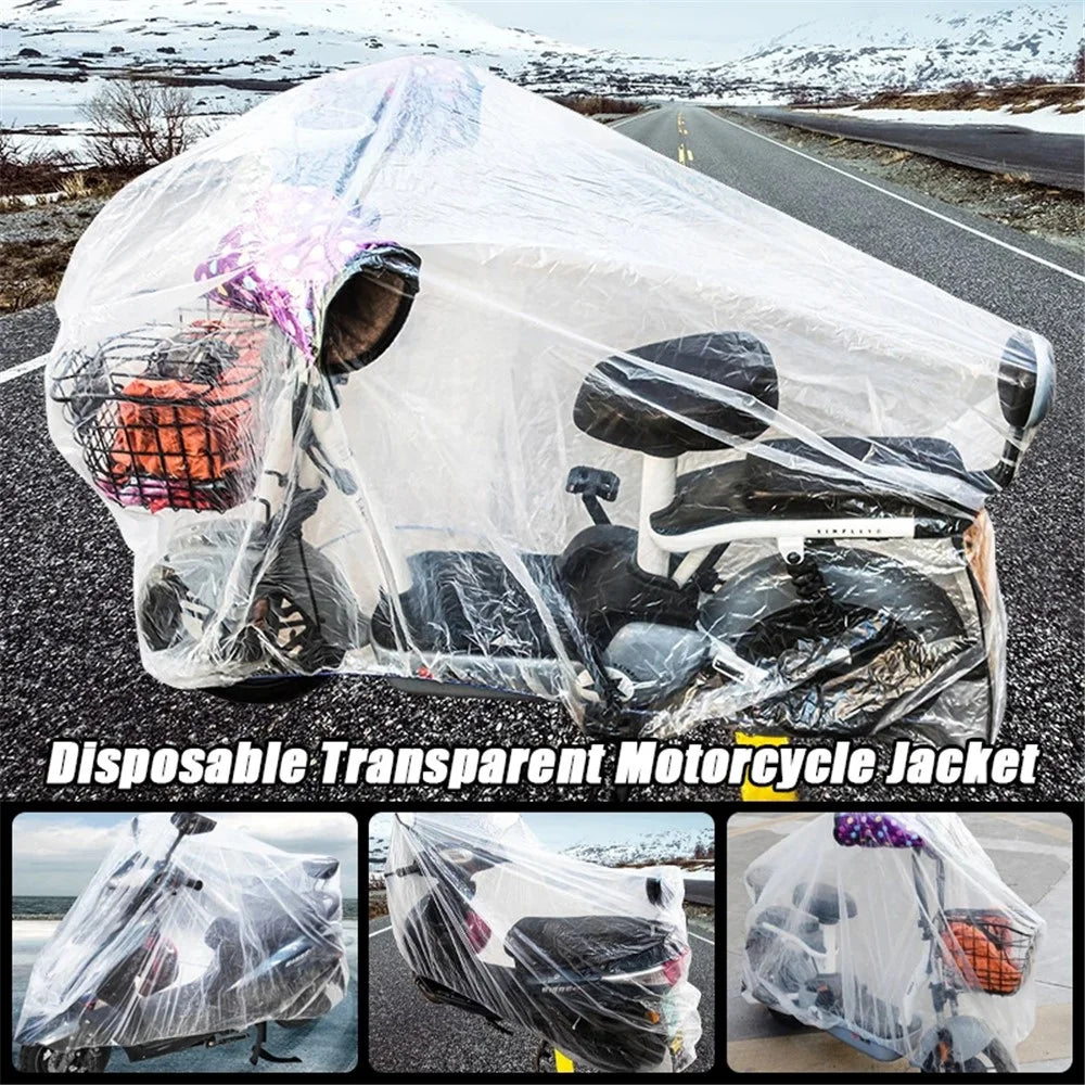 Disposable Transparent Motorcycle Cover Polyethylene Outdoor Anti-Sun Waterproof Anti-Dust Motorbike Cover - 2