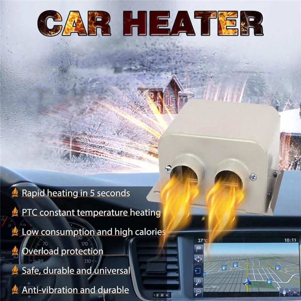 12V 600W Dual Hole Car Heater Window Defrosting Defogging Vehicle Interior PTC Heater - 2