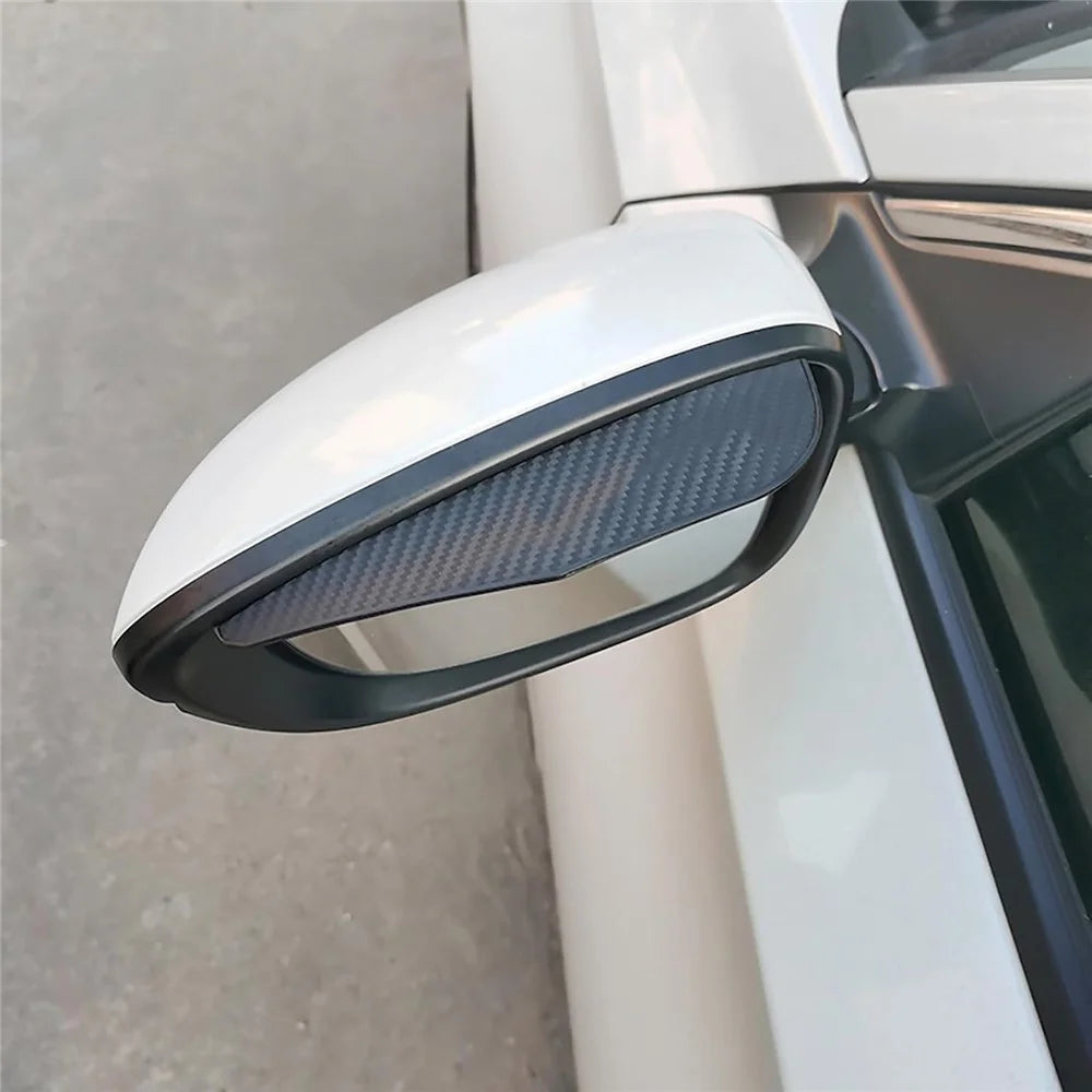 2Pcs Car Rearview Mirror Rain Baffle Carbon Fiber Texture Vehicle Side Mirror PVC Rain Blocker - 7