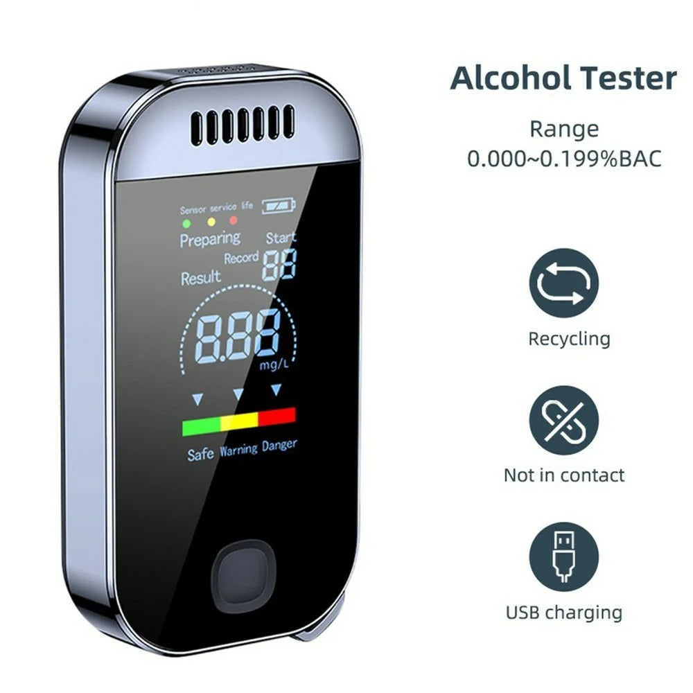 Mini Breathalyzer High Sensitivity Non-Contact Portable Alcohol Tester Digital Alcoholmeter - 2