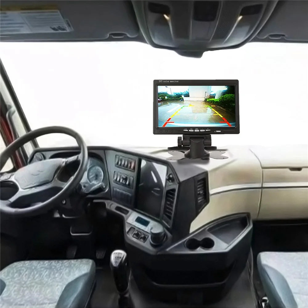 RH-701C 7" LCD Video Display Screen Rear View Monitor 8-LED Camera Parking and Reverse System Kit with 15m Video Cable - 2