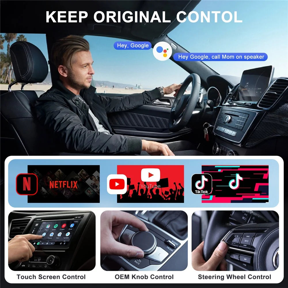 020-7++ Wireless Android Auto Adapter Video Streaming Wired to Wireless USB Dongle - White - 3
