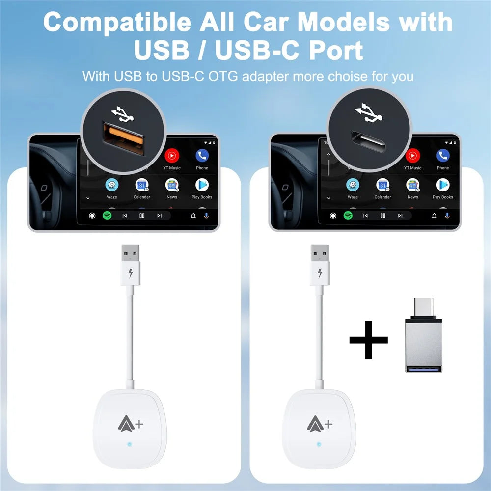 020-7++ Wireless Android Auto Adapter Video Streaming Wired to Wireless USB Dongle - White - 5