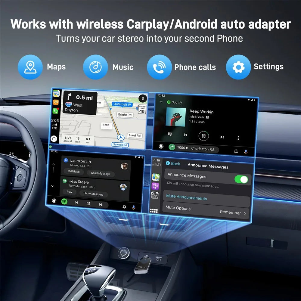 K82 Mini Wireless Carplay Adapter Low Latency Android Auto Adapter - 5