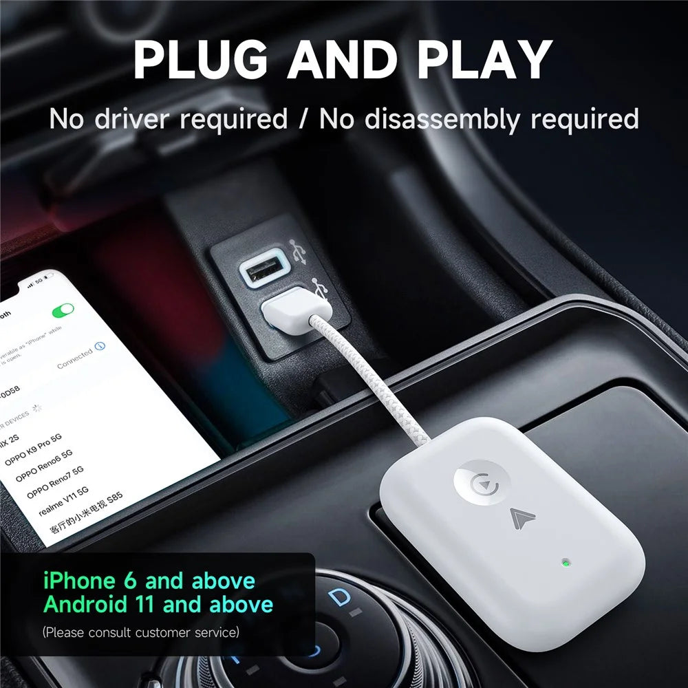 643 2 in 1 Wireless Carplay / Android Auto Adapter Car Wired to Wireless Upgrade Adapter - White - 3