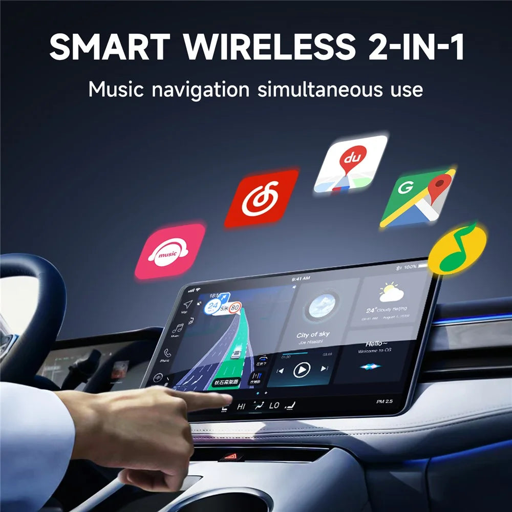 643 2 in 1 Wireless Carplay / Android Auto Adapter Car Wired to Wireless Upgrade Adapter - White - 6