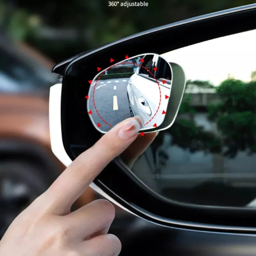 2Pcs Car Rearview Mirror Blind Spot Auxiliary 360 Degree Wide Angle Frameless HD Reflector - Black - 4