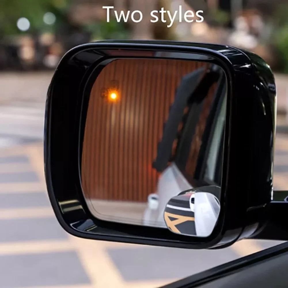 2Pcs Car Rearview Mirror Blind Spot Auxiliary 360 Degree Wide Angle Frameless HD Reflector - Black - 5