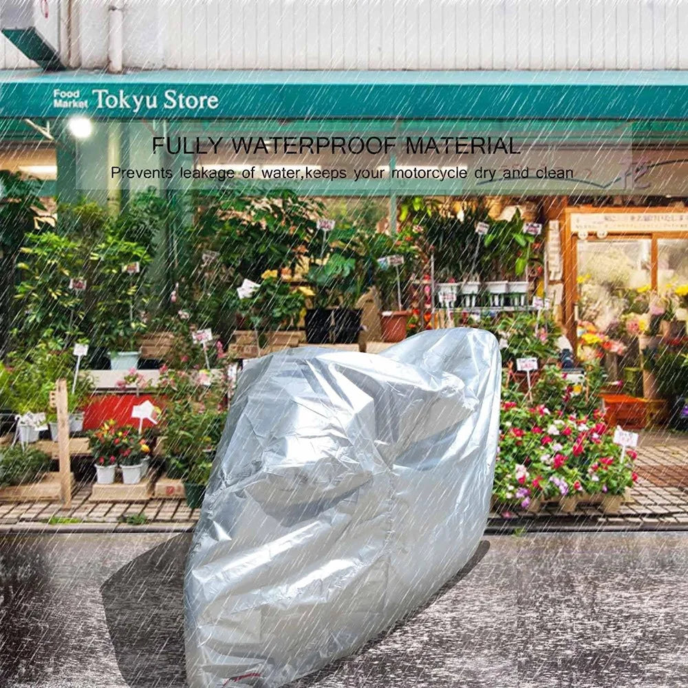Waterproof Motorcycle Cover UV Protection Silver Coated 210D Oxford Fabric Dust Cover , Size 2XL / 265 x 105 x 125cm - 5