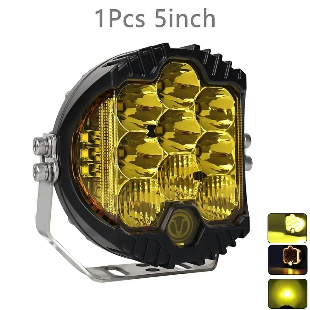 5 Inch 50W LED Work Light Three Sides Illumination Off Road Driving Lamp Spot Beam for Vehicle - Yellow Light - 2