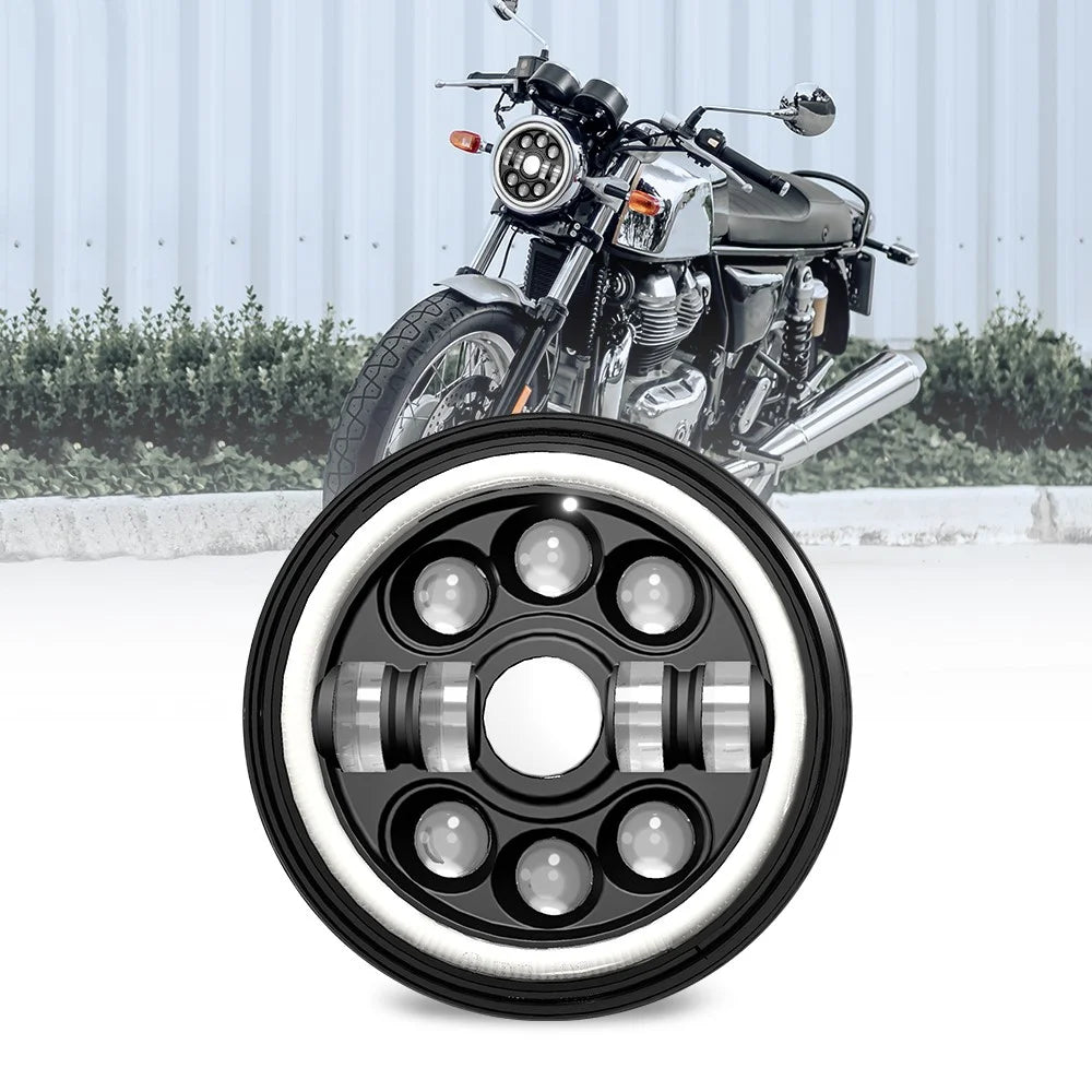 R7 Dual Angel Eye 7 Inch H4 LED Headlight 4 Modes IP67 Waterproof High Low Beam Car Driving Lamp - 2