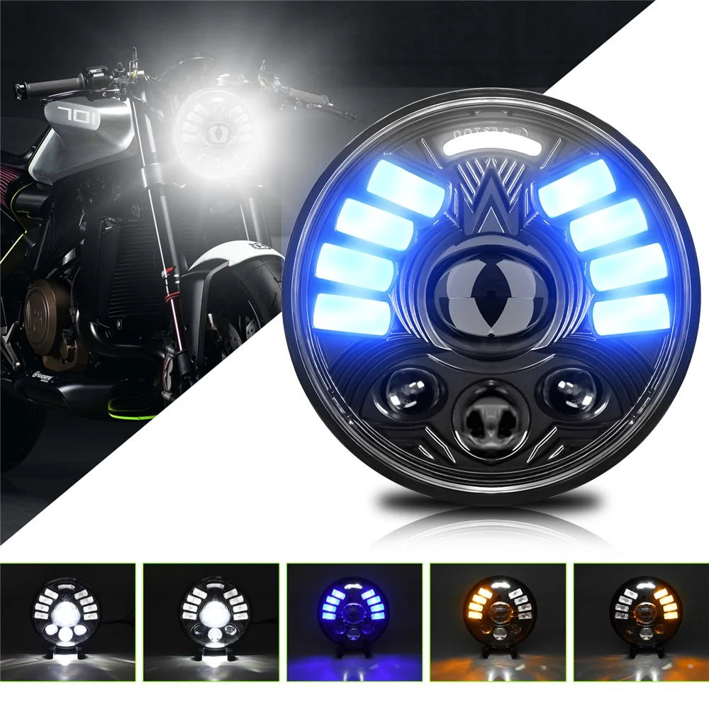 5.75 Inch LED Headlight for Motorcycle Front Lamp High Low Beam with DRL Turn Signal - 2