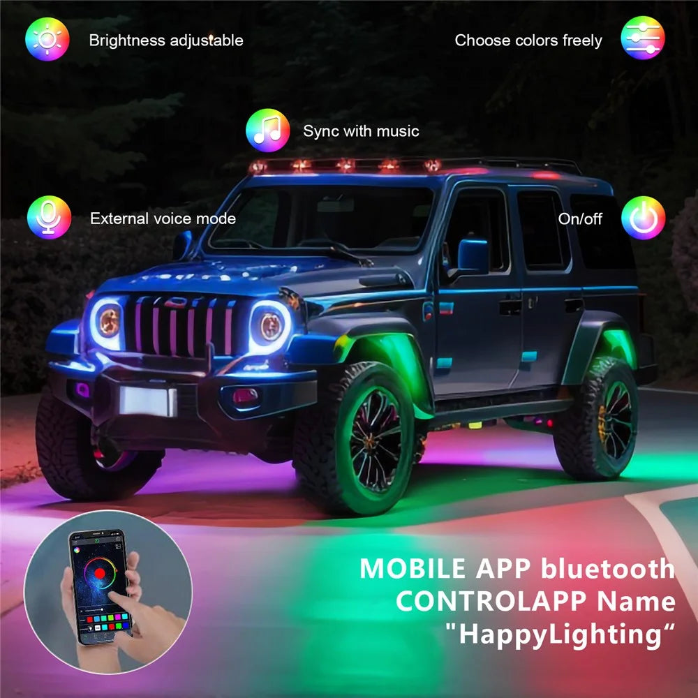 G1 4 In 1 RGB Car Underglow Light Music Sync Bluetooth-Compatible LED Rock Light Kit for SUV Truck - 2