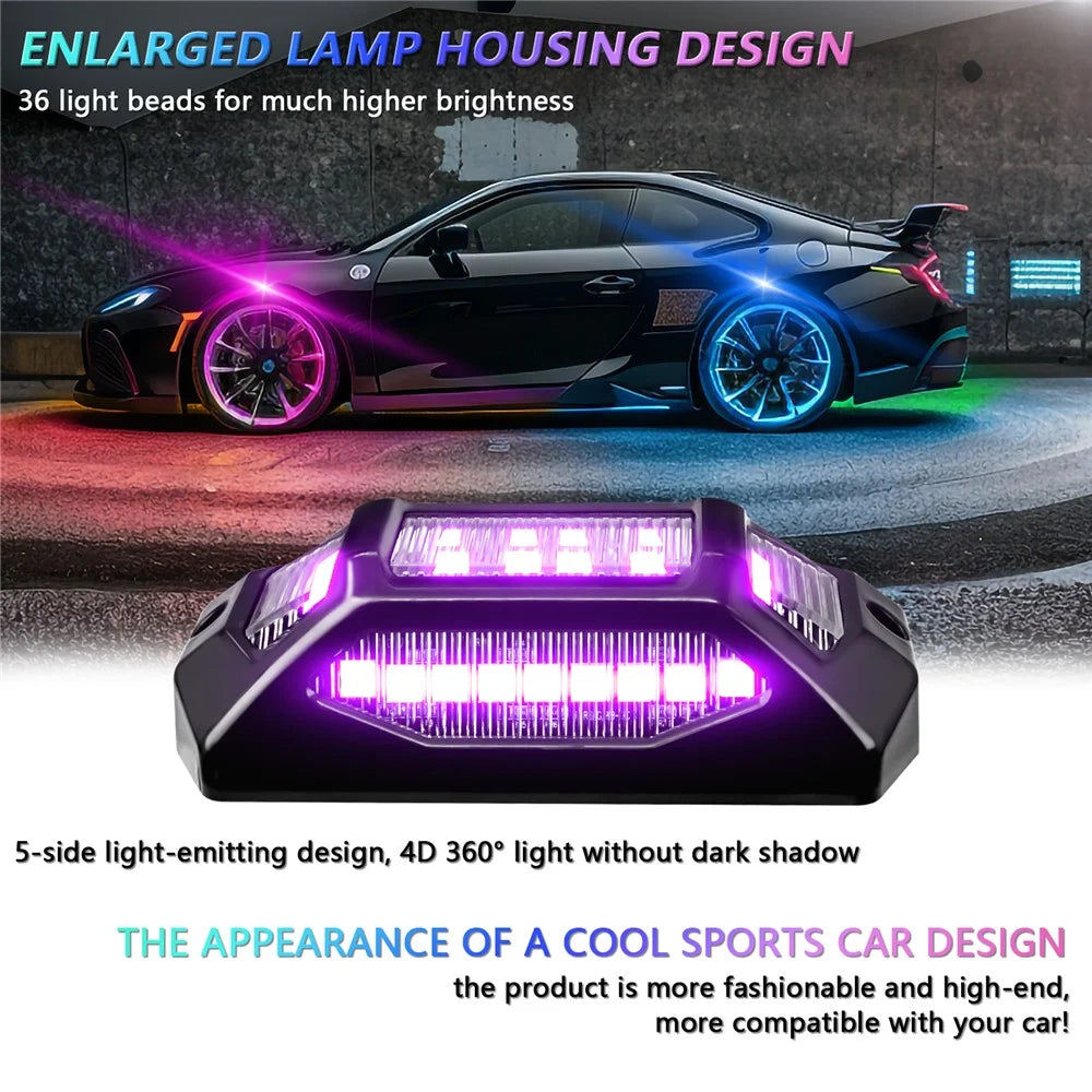 G6 8 In 1 LED Car Underglow Lights RGB Rock Lights Music Sync Atmosphere Lamp for Off Road Vehicles - 2
