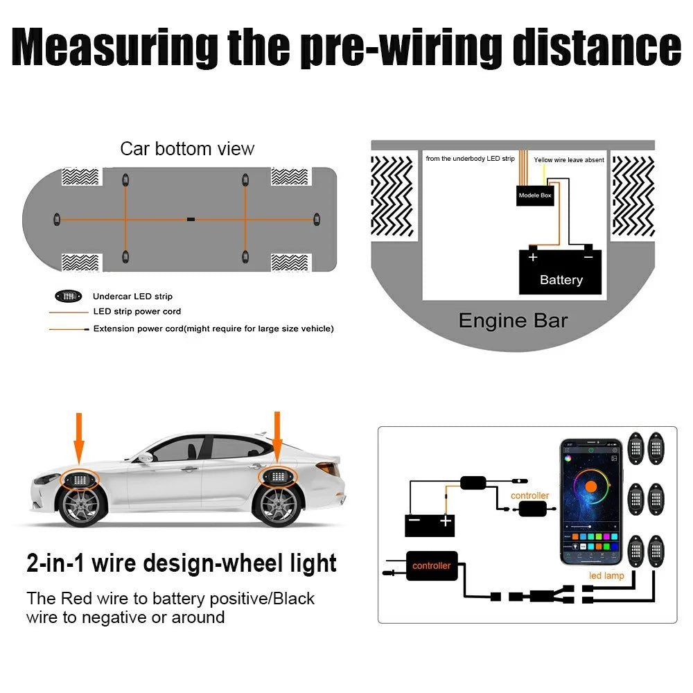 G7 6 In 1 LED Car Underglow Lights RGB Music Sync Atmosphere Lamp for SUV / Truck / Off Road Vehicles - 7