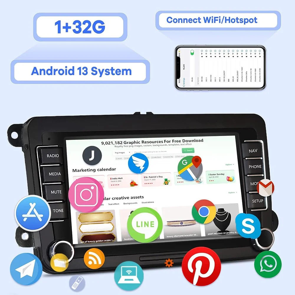 RH5013C 7 Inch Touch Screen Android 13 Car Stereo Radio Android Auto Multimedia Player, 2+32GB - 4