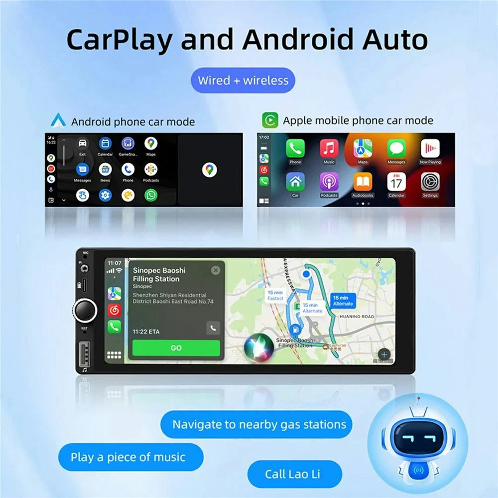 F6021W 6.86 Inch Wireless CarPlay Android Auto MP5 Player Car HD Backup Camera Navigation System - 3