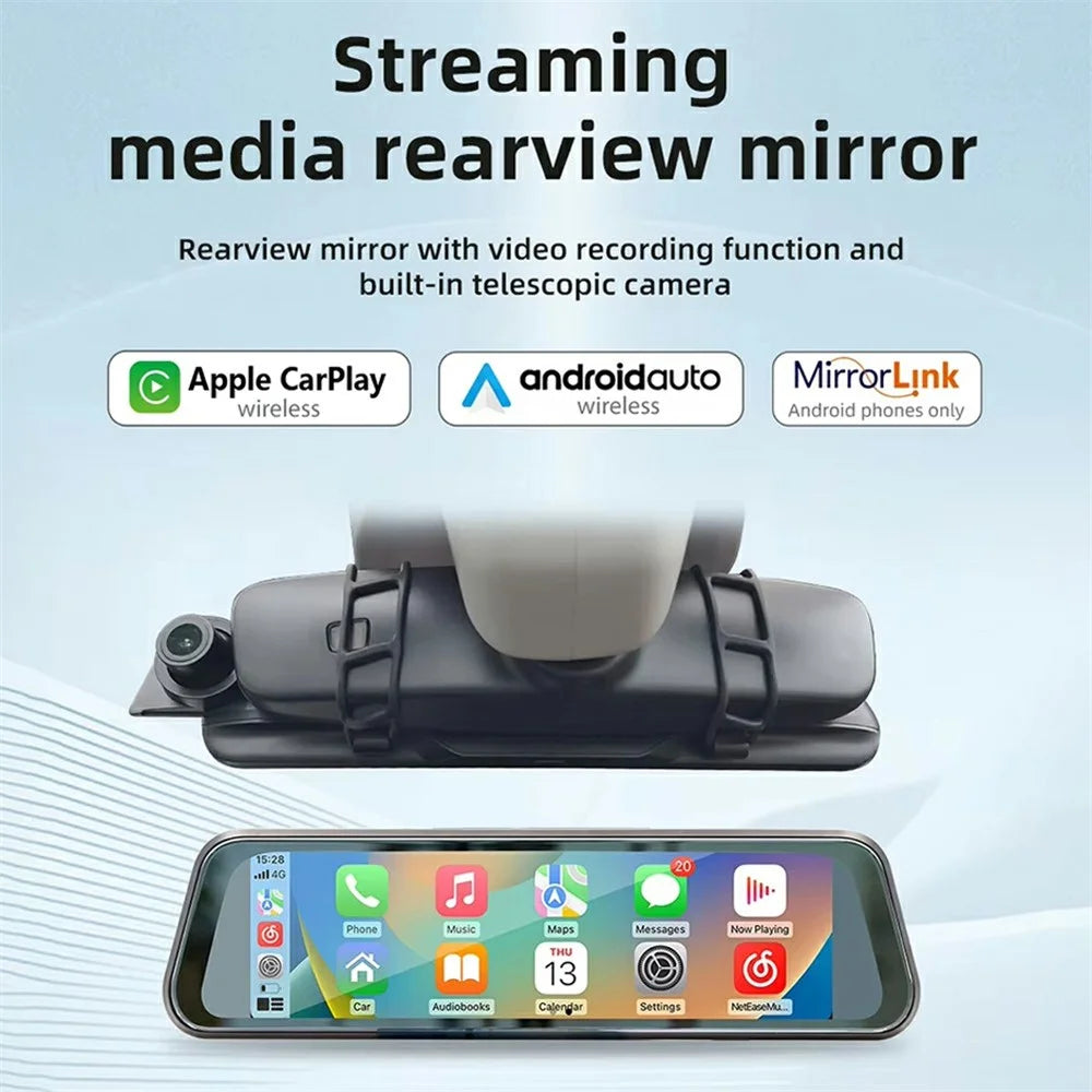 B5319R Carplay Dash Cam 9.36 Inch Streaming Media Bluetooth-Compatible HD Large Screen Rearview Mirror - 2