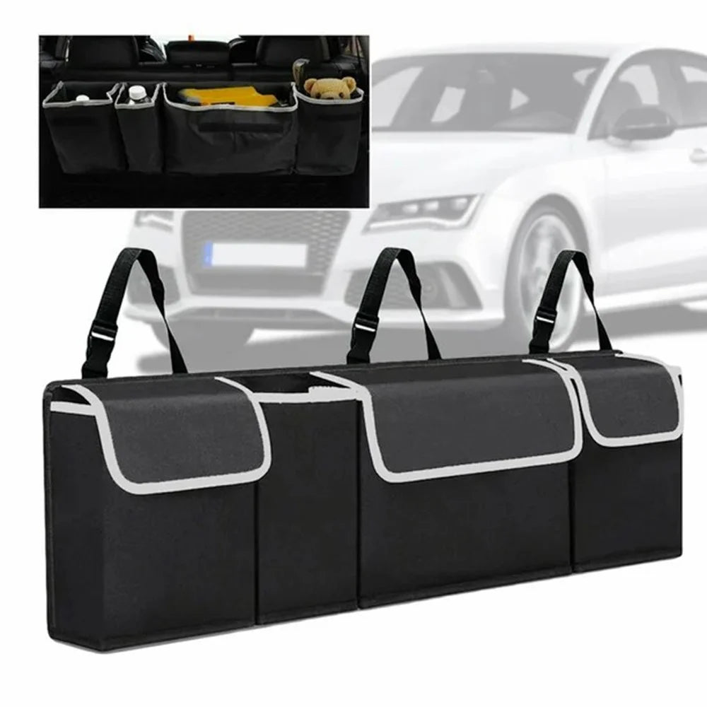 Universal Car Back Seat Hanging Multi-Pocket Storage Bag with Lid Oxford Cloth Trunk Organizer - 4