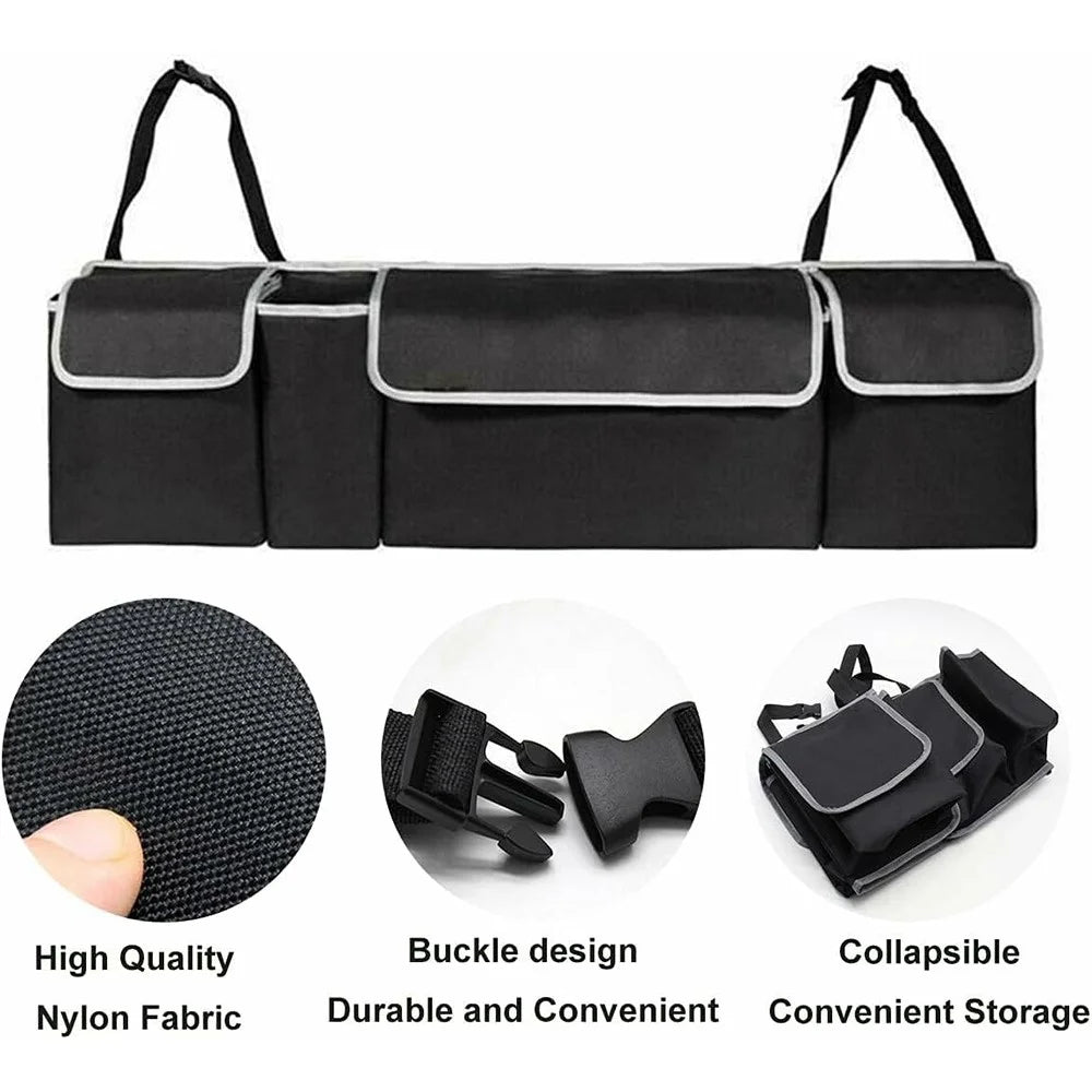 Universal Car Back Seat Hanging Multi-Pocket Storage Bag with Lid Oxford Cloth Trunk Organizer - 5