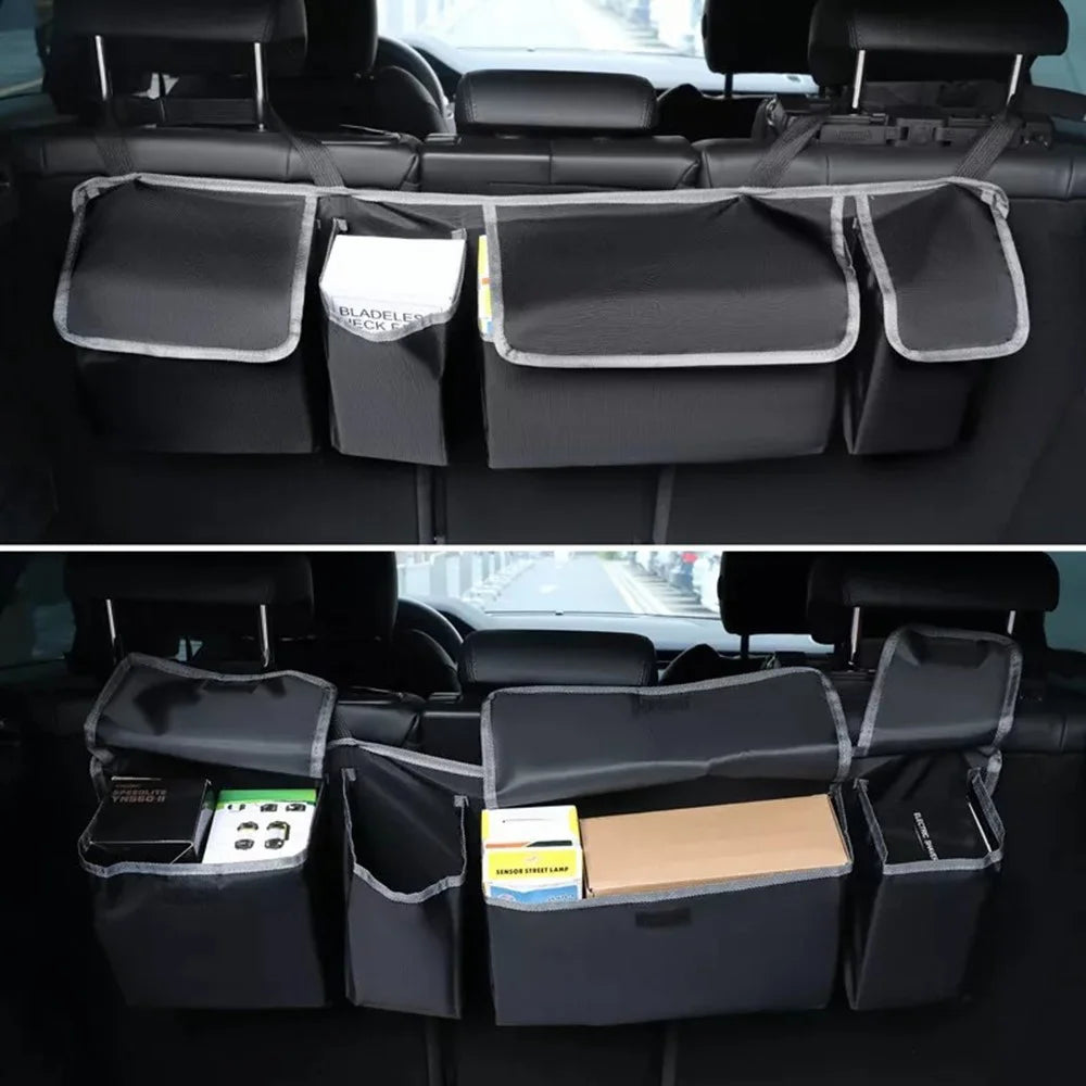 Universal Car Back Seat Hanging Multi-Pocket Storage Bag with Lid Oxford Cloth Trunk Organizer - 7