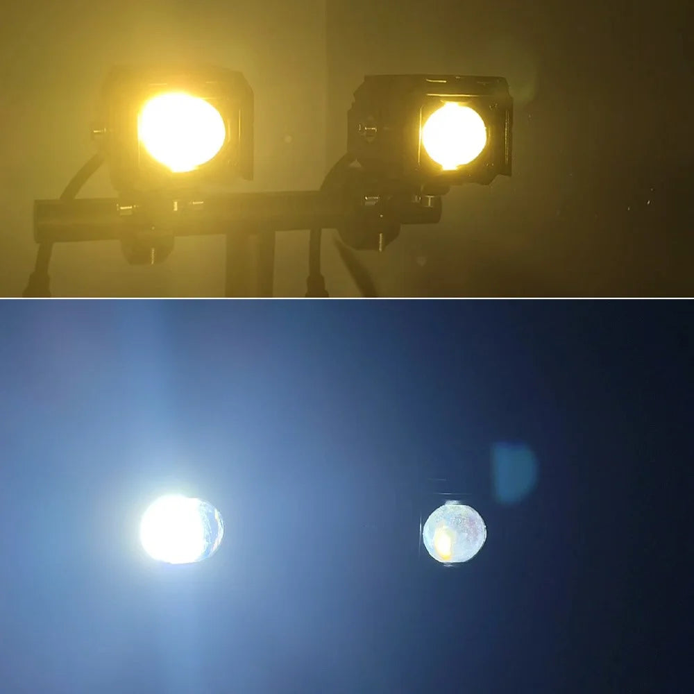 V90 Motorcycle Spotlight 30W IP65 Waterproof Fog Lamp Yellow and White Light Car LED Auxiliary Headlight - 6